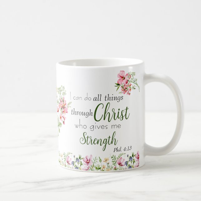 Ich kann alles Bibelverse mit Monogramm machen Kaffeetasse (Rechts)