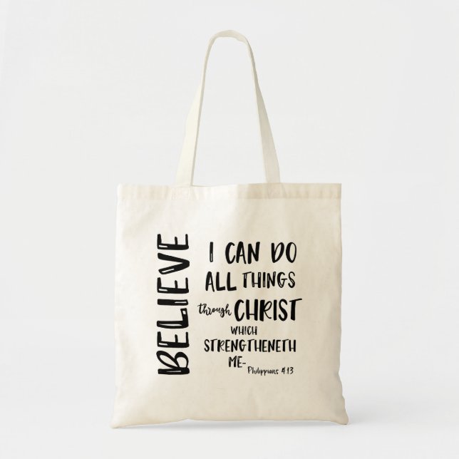 Ich kann alles durch Christi Bibel Verse tun Tragetasche (Vorne)