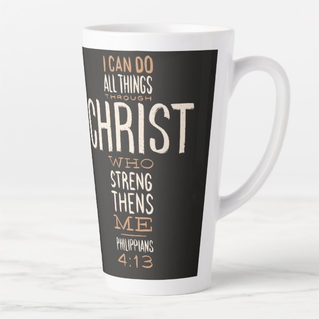 Ich kann alles durch Christus Bibelverse tun Milchtasse (Rechts)