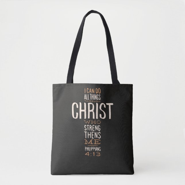 Ich kann alles durch Christus Bibelverse tun Tasche (Vorderseite)