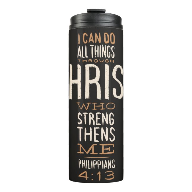Ich kann alles durch Christus Bibelverse tun Thermosbecher (Vorderseite)