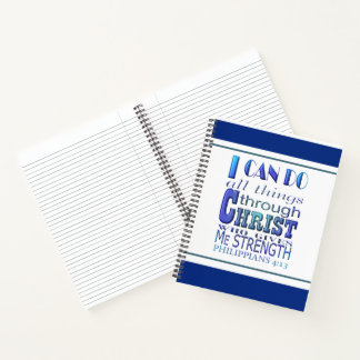 Ich kann alles durch Christus blauer Text machen Notizbuch
