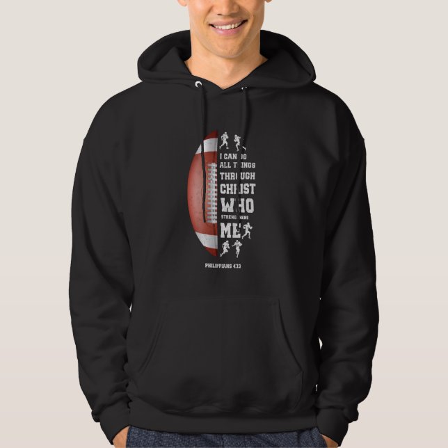 Ich kann alles durch Christus Christlich Rugby tun Hoodie (Vorderseite)