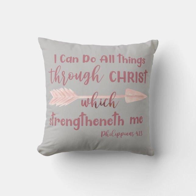 Ich kann alles durch Christus KJV Bible Verse tun Kissen (Vorderseite)