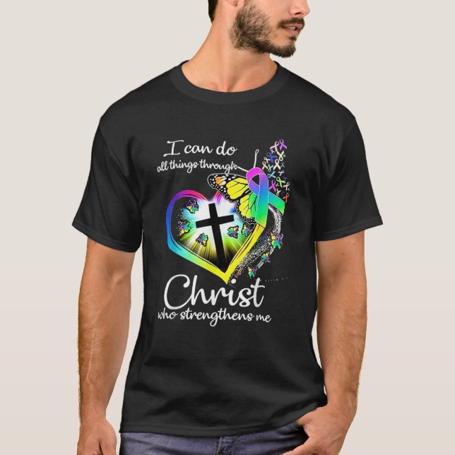 Ich kann alles durch Christus Schmetterlingskunst  T-Shirt (Vorderseite)