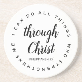 Ich kann alles durch Christus Schwarz und Weiß tun Getränkeuntersetzer