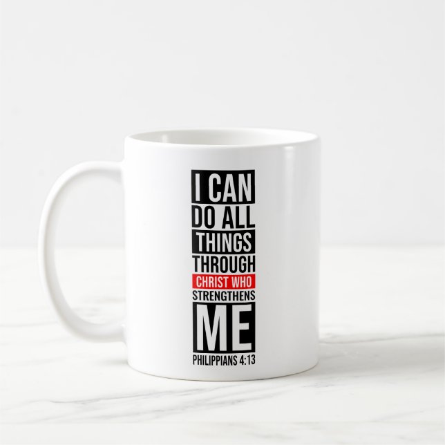 Ich kann alles durch Christus tun - Glaube Kaffeetasse (Links)