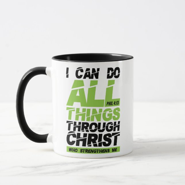 Ich kann alles durch das Christus-Bibelverse tun Tasse (Links)