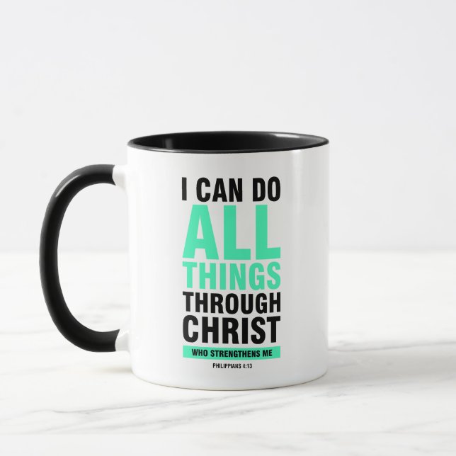 Ich kann alles durch Handgelenk, Bibelverse tun Tasse (Links)