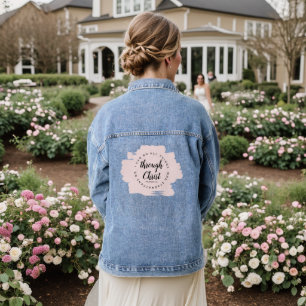Ich kann alles durch Jesus Rosa Bibelverse tun Jeansjacke