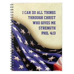 ICH KANN ALLES TUN   Phil 4:13   AMERIKANISCHE FLA Notizblock