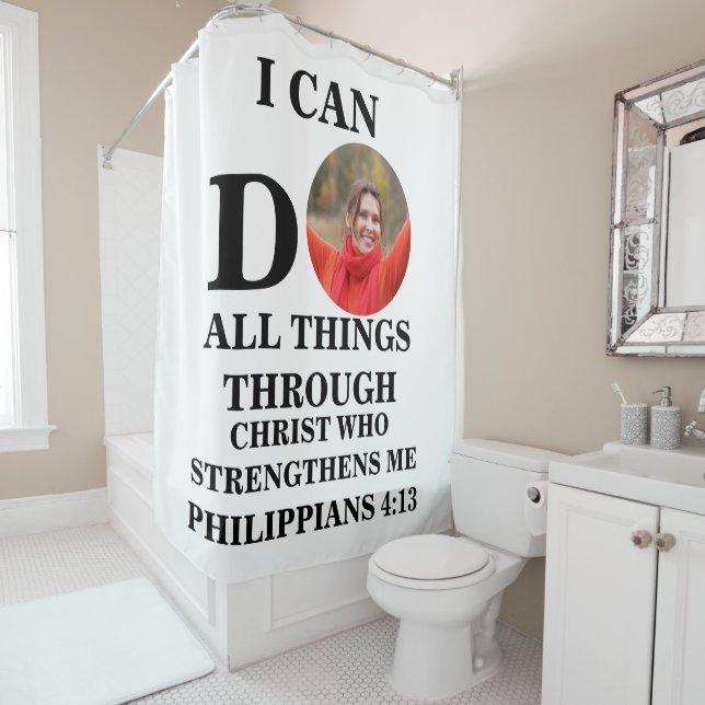 Ich kann alles tun, was Christliche Foto Bibel Ver Duschvorhang (Beispiel)