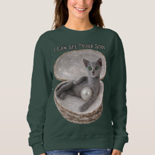 Ich kann deine Seele sehen Lustiges Russisch Blau  Sweatshirt