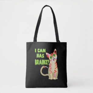 Ich kann ein Gehirn-Zombie-Cat-Shirt haben Tasche