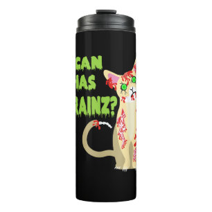 Ich kann ein Gehirn-Zombie-Cat-Shirt haben Thermosbecher