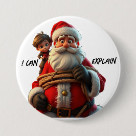 Ich kann erklären, Cartoon Weihnachtsmann und Klei Button