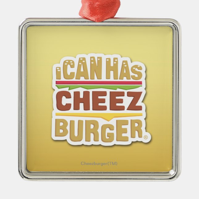 Ich kann habe Cheezburger (Schatten) Silbernes Ornament (Vorne)