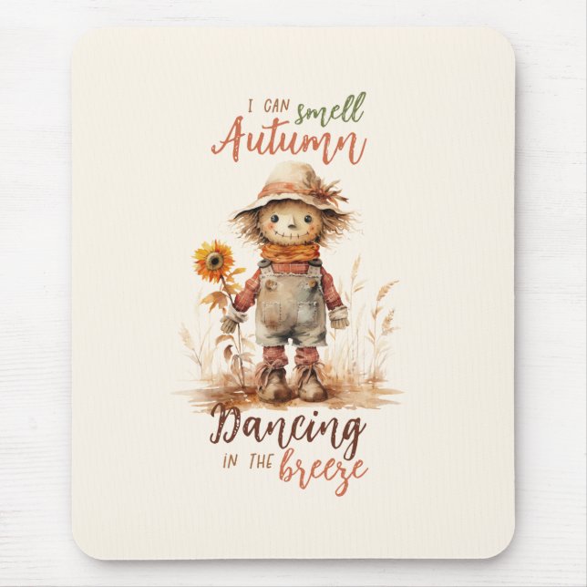 Ich kann Herbst riechen - rustikale Vogelscheuche  Mousepad (Vorne)