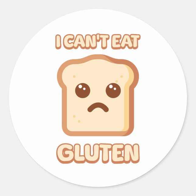 Ich kann kein Gluten essen! Niedlicher Cartoon Runder Aufkleber (Vorderseite)