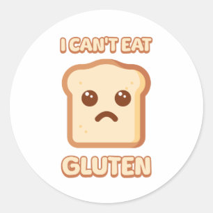 Ich kann kein Gluten essen! Niedlicher Cartoon Runder Aufkleber