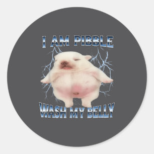 Ich kann meinen Bauch waschen Lustiger Hund reinig Runder Aufkleber