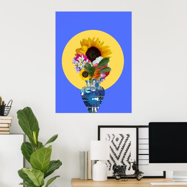 Ich kann mir Blume kaufen! Blau Poster (Heimbüro)
