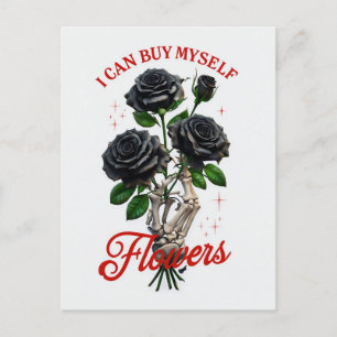 Ich kann mir selbst Blume Skelett Hand und Rose ka Postkarte