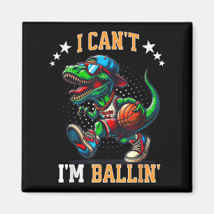 Ich kann nicht Basketball Dinosaurier T Rex Boys Magnet