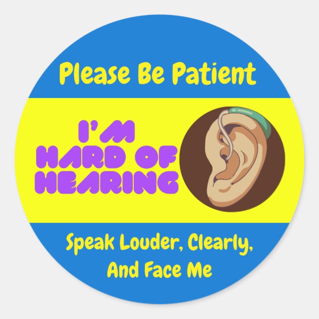 Ich kann nicht einfach hören runder aufkleber (Vorderseite)