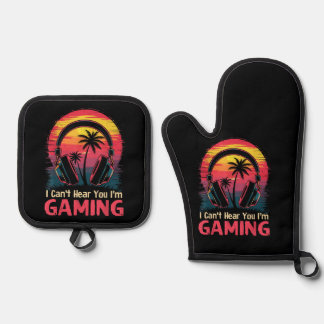 Ich kann nicht hören, dass ich Videospiele spiele  Ofenhandschuh & Topflappen-Set