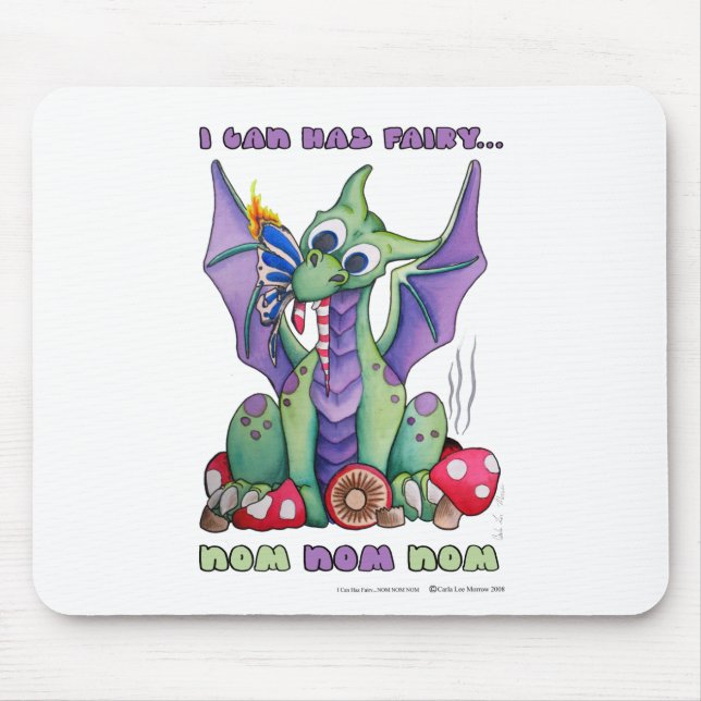 Ich kann niedlicher Babydrache Haz Fee NOM NOM NOM Mousepad (Vorne)