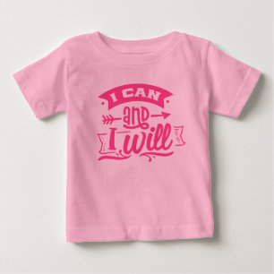 Ich kann und ich will   Niedlich Pink Girl Power Baby T-shirt