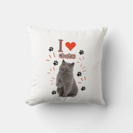 Ich ❤️ Katzen – Süßes Katzen- & Pfotenabdruck-Desi Kissen