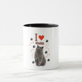 Ich ❤️ Katzen – Süßes Katzen- & Pfotenabdruck-Desi Tasse