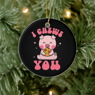 Ich kaue dir Pizza Keramik Ornament