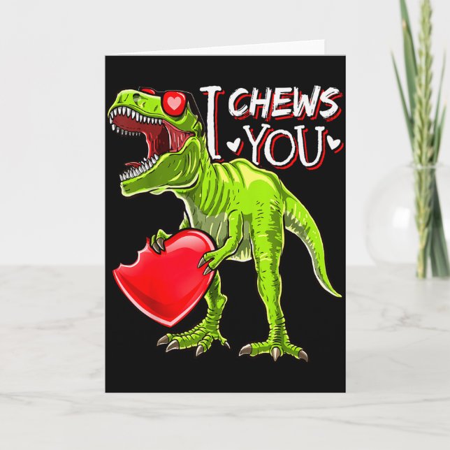 Ich kaue dir Valentins T Rex Dinosaurier Shirts Va Karte (Vorderseite)