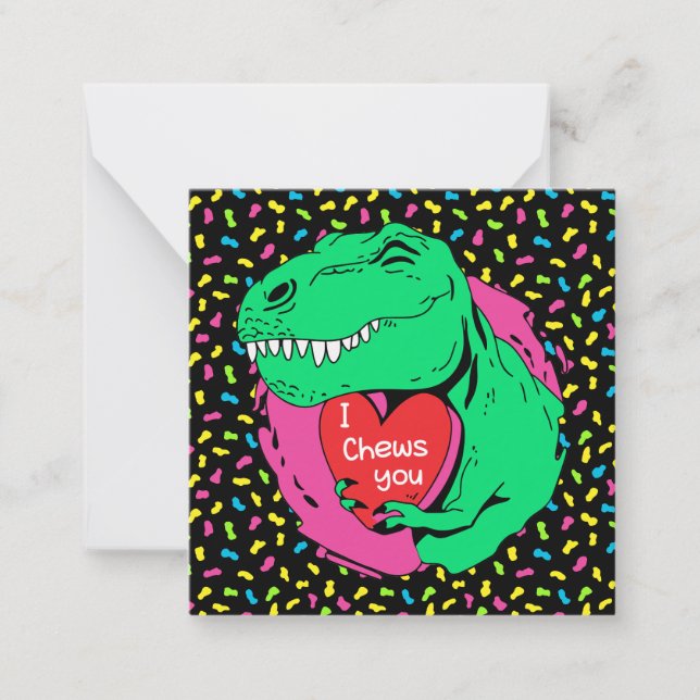 Ich kauen Sie Trex Dinosaur Klassenzimmer Valentin Mitteilungskarte (Vorderseite)