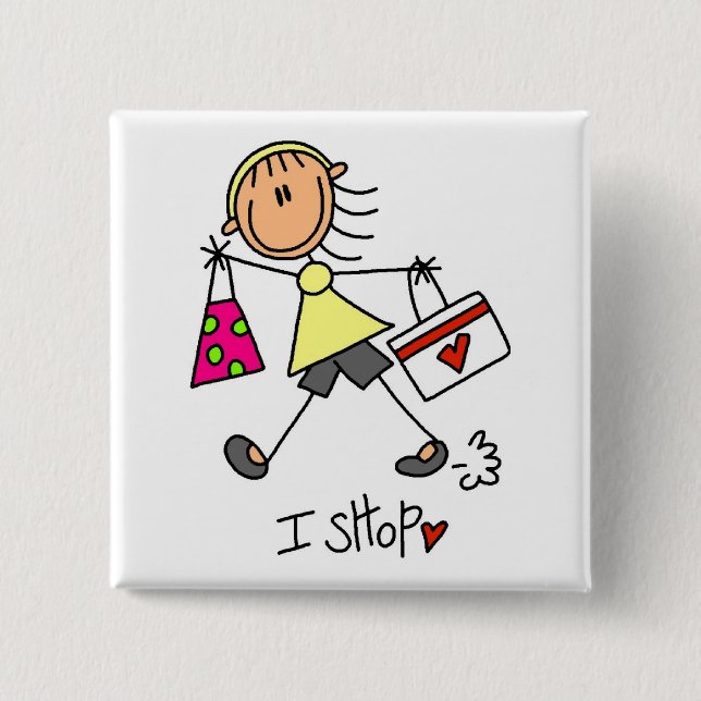 Ich kaufe T-Shirts und Geschenke Button (Vorderseite)