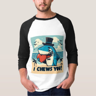 Ich kaut euch! Hai mit Herz Männer 3/4 Schläfchen T-Shirt