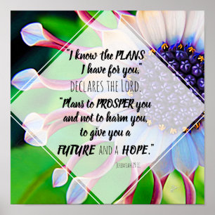 Ich kenne das Plan-Jeremias-29:11 lila Blumen Poster