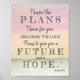 Ich kenne das Plan-Jeremias-29:11 Pastell-Aquarell Poster