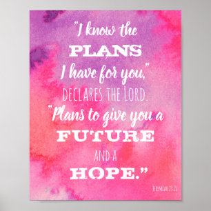 Ich kenne den Plänescripture-Rosalila Watercolor Poster