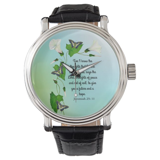 Ich kenne die Gedanken, die ich Bible Verse denke Armbanduhr (Vorderseite)