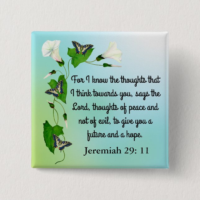 Ich kenne die Gedanken, die ich Bible Verse denke Button (Vorderseite)