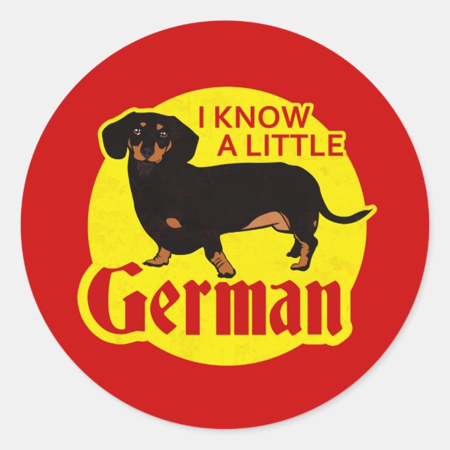 Ich kenne ein bisschen Deutsch Runder Aufkleber (Vorderseite)