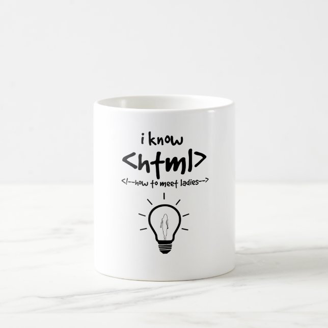 Ich kenne HTML (wie man Damen trifft) Kaffeetasse (Mittel)