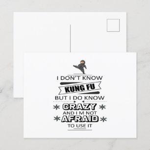 Ich kenne Kung Fu nicht, aber ich kenne Crazy Postkarte