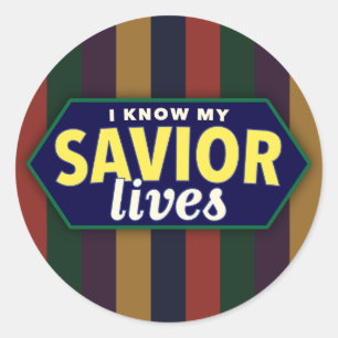 Ich kenne meine Retterleben. Gestreifte LDS Runder Aufkleber