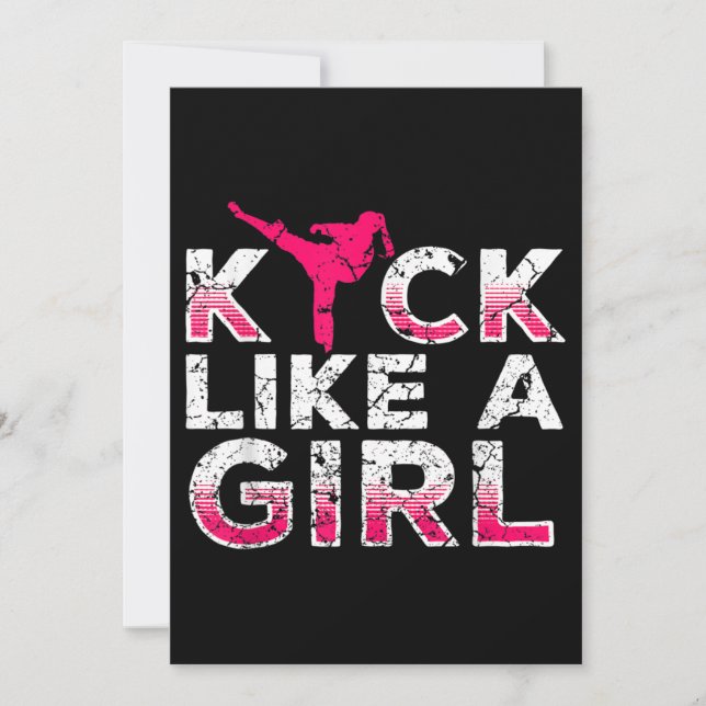 Ich kick wie ein Girl Karate Kickboxing Einladung (Vorderseite)