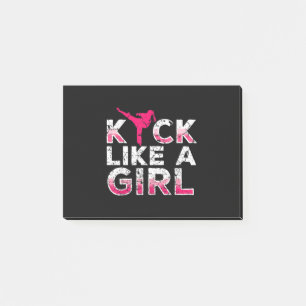 Ich kick wie ein Girl Karate Kickboxing Post-it Klebezettel